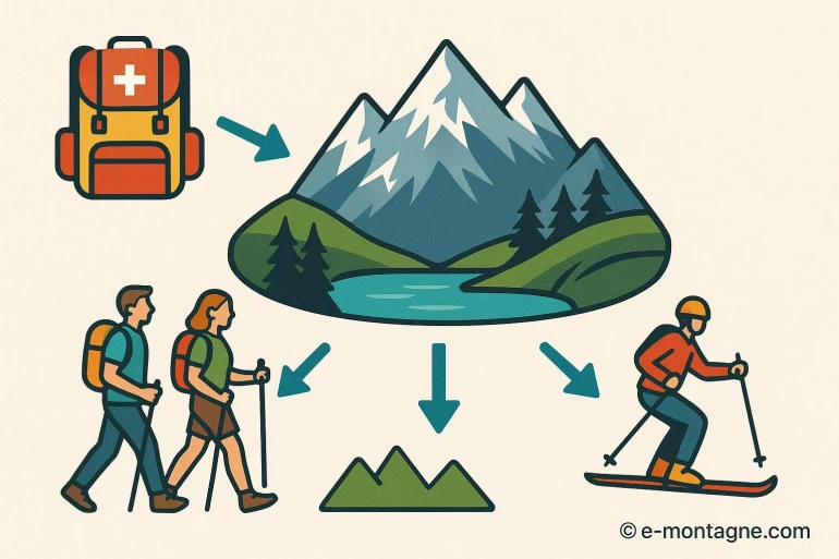 Illustration activités montagne et équipement