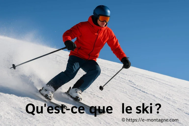 Skieur en descente sur neige poudreuse