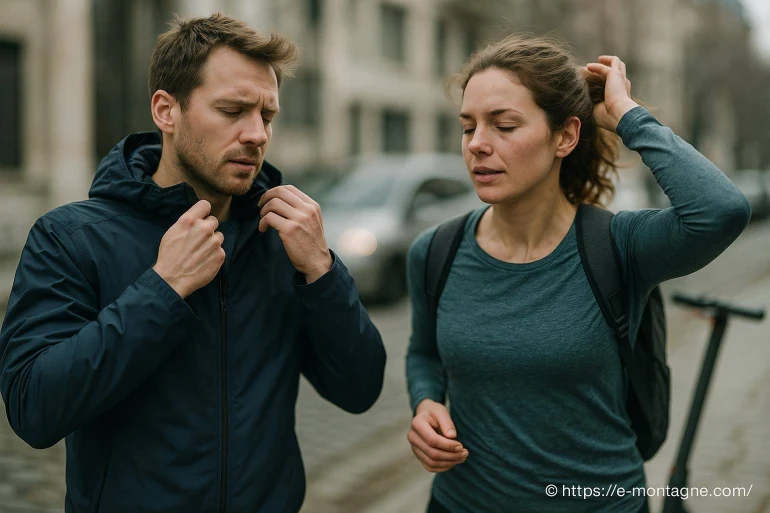 Jeune homme et femme fatigués après course