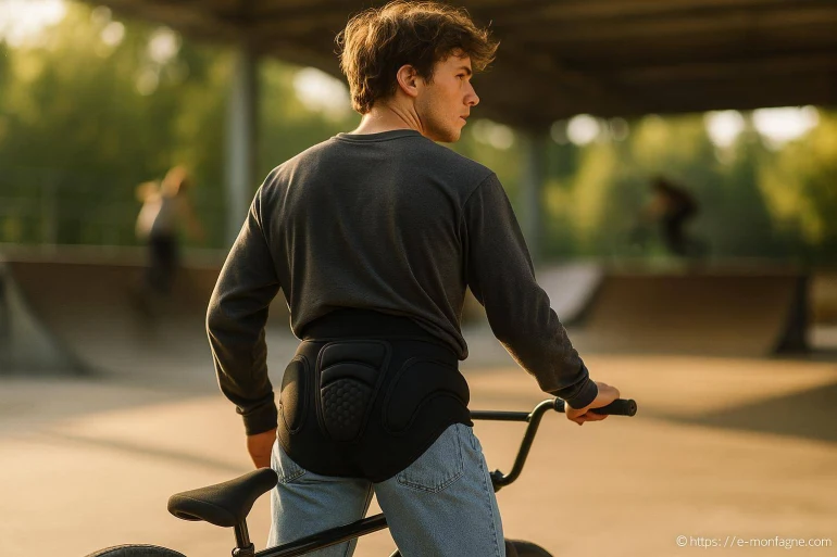 Jeune homme en vélo au skatepark