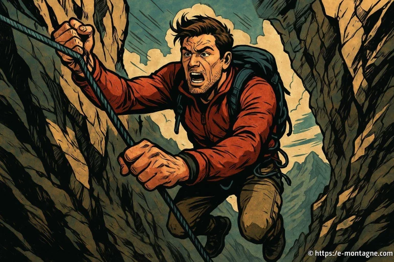 Grimpeur en difficulté escalade rocheuse