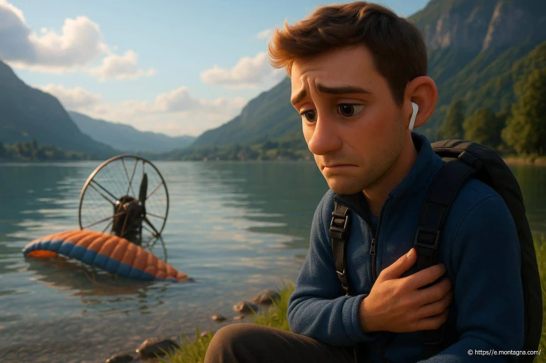Jeune homme triste au bord d un lac
