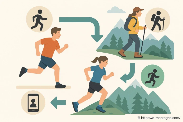 Illustration parcours sportif course et randonnée