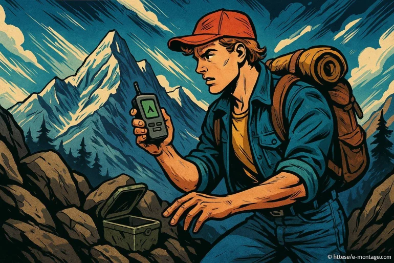 Homme avec GPS en montagne