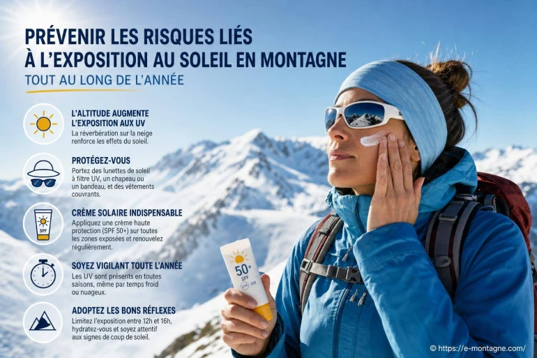 Prévenir les risques liés à l’exposition au soleil en montagne toute l’année