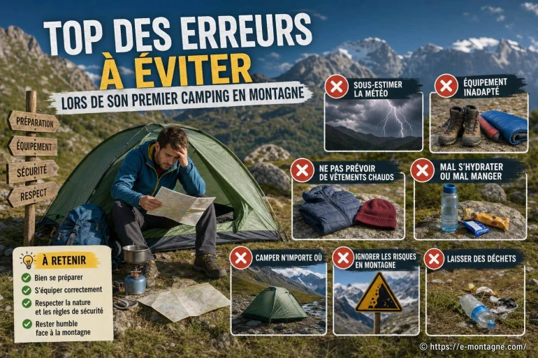 Top des erreurs à éviter lors de son premier camping en montagne