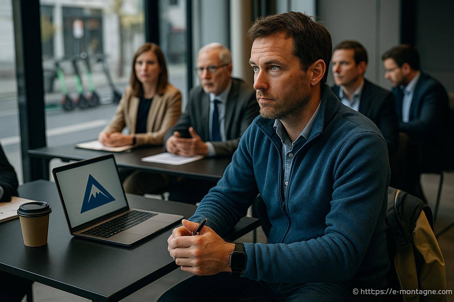 homme concentré en réunion professionnelle