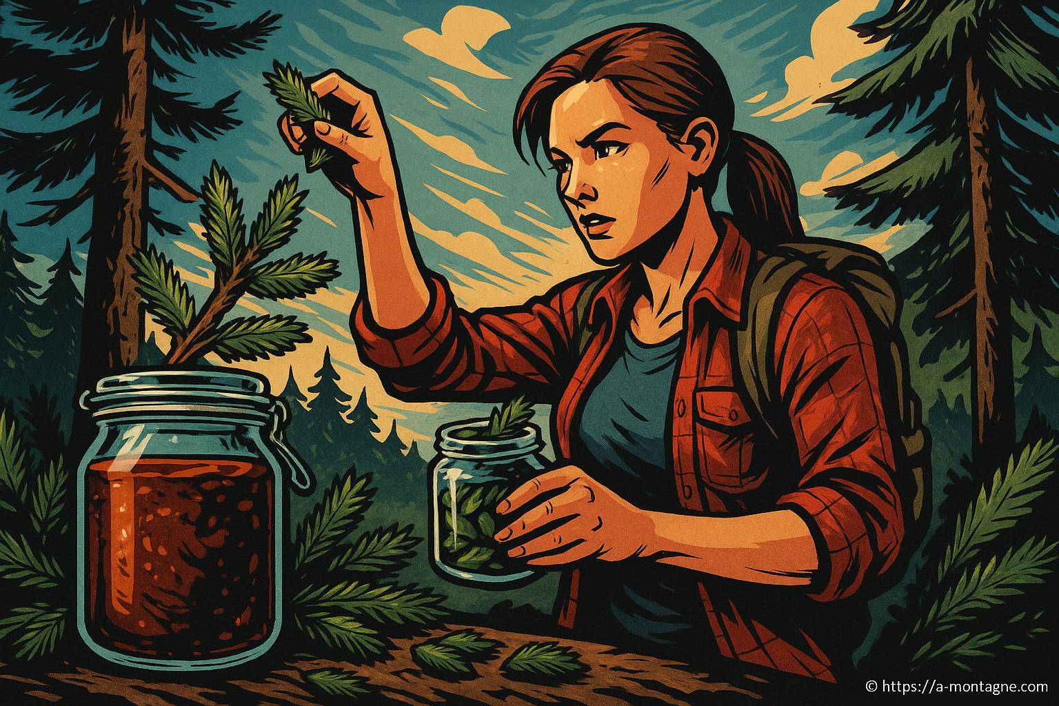 femme cueillant des feuilles en forêt