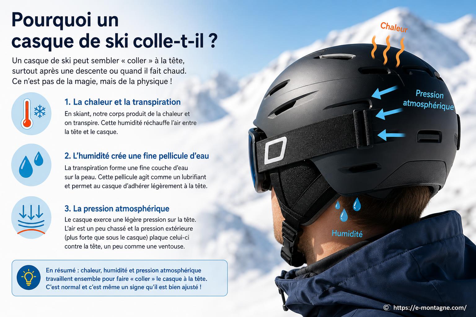 Pourquoi un casque de ski colle-t-il sur la tête ?