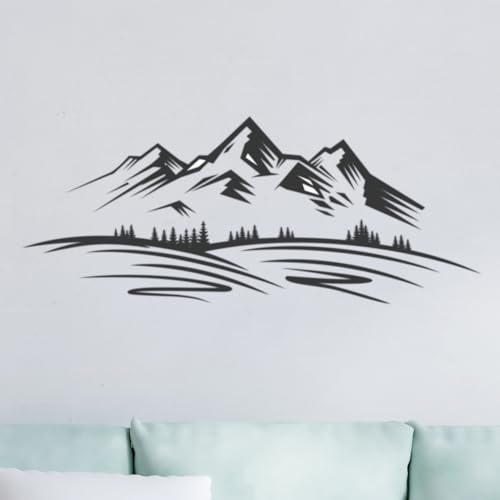 Autocollant Vinyle Montagne Paysage - Silhouette Noire Natur