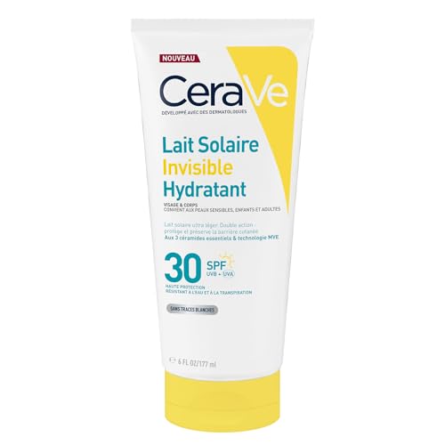 CeraVe, Lait Solaire Invisible Hydratant 24h SPF30, Haute Pr