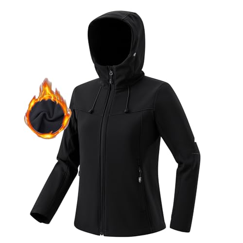 Veste Softshell Blouson Femme Hiver Chaud Doublé Polaire Cap