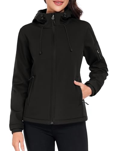 CMTOP Veste Softshell Femme Doublé Polaire Chaud Parka Imper