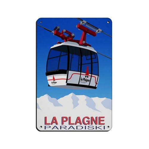 La Plagne Poster rétro en métal sur une station de ski - Déc