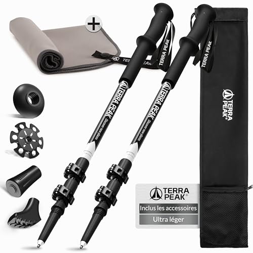 Terra Peak® Bâtons de Marche et Randonnée télescopiques Carb