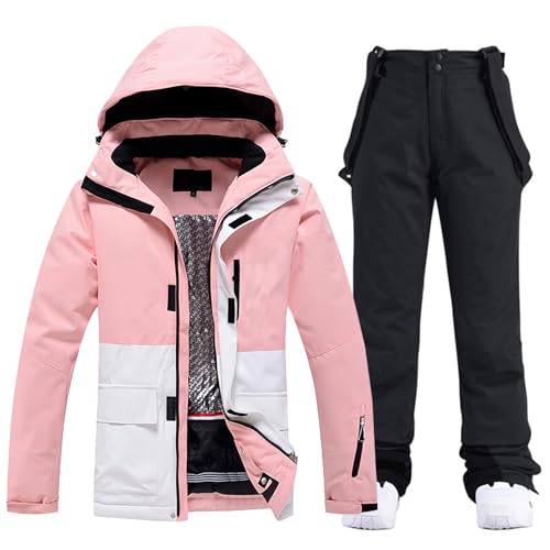 HOTIAN Ensemble de Veste et Pantalon de Ski pour Femme, 2 Pi