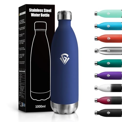 Gourde Isotherme 1L, Étanche, Gourde Inox Réutilisable, Sans