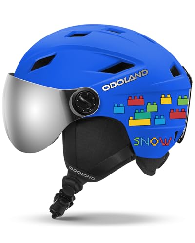 Odoland Casque de Ski avec Visière pour Enfants Graçons et F
