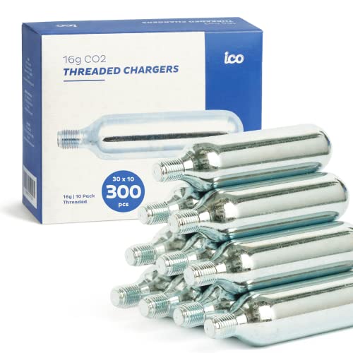 ICO Cartouche CO2, Lot de 300, Cartouche CO2 16g Filetées po