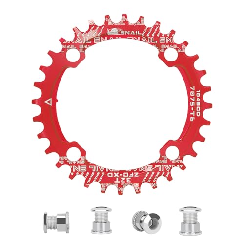 CAOIECYZ Plateau VTT Narrow Wide 32T 104 mm BCD Rouge Alumin