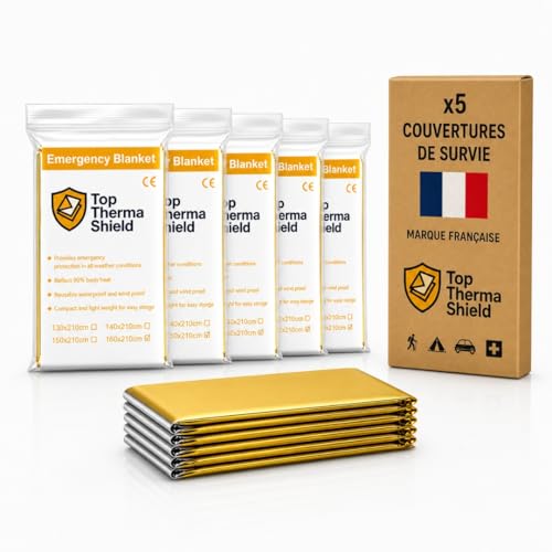 Gartiam Top Therma Shield - Lot de 5 Couverture de Survie Ré