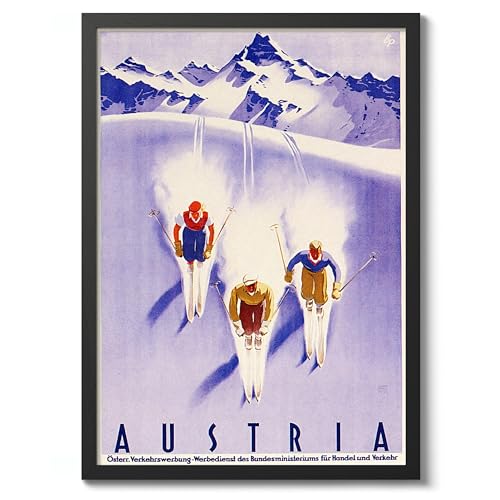 Poster vintage Ski In Austria, art mural minimaliste, impres