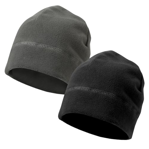 Yenvory Bonnet en Polaire Thermique, Lot de 2, Noir et Gris,