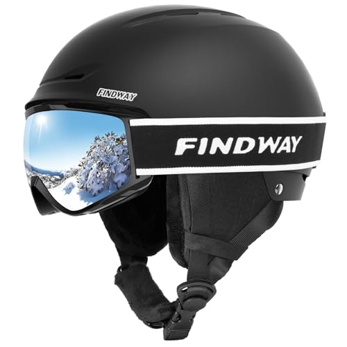 Findway Casque de Ski avec Lunettes de Ski pour Hommes Femme