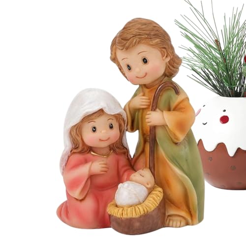 Figurine religieuse de Noël, statue de Sainte Famille, crèch