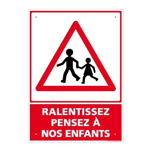 Panneau Ralentissez, Pensez À Nos Enfants Alu 2 Mm - 300 X 4