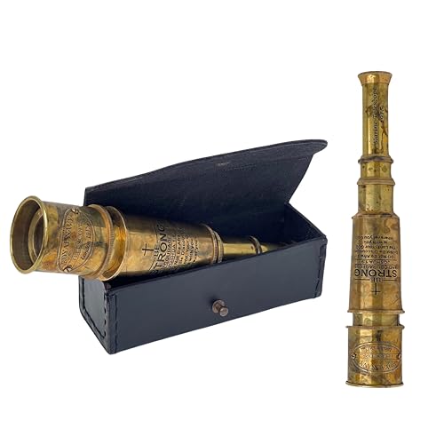 Handheld Brass Pirate Navigation Telescope with Wooden Box -