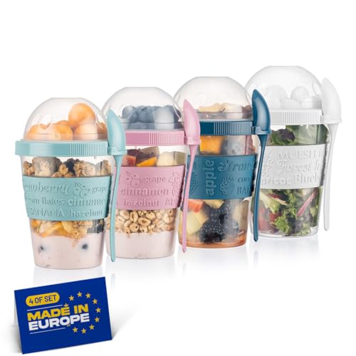 Winkly® Bol Muesli à Emporter, 600 ML Ensemble de 4, 100% Sa