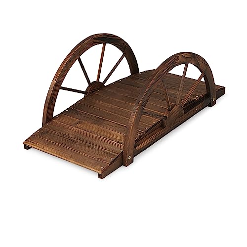 GOPLUS Pont de Jardin en Bois de 100 cm, Pont en Arc en Sapi