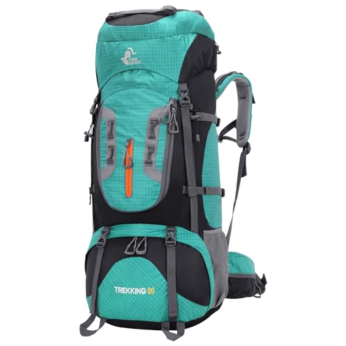 Bseash Sac à dos de randonnée imperméable 80 l avec housse d