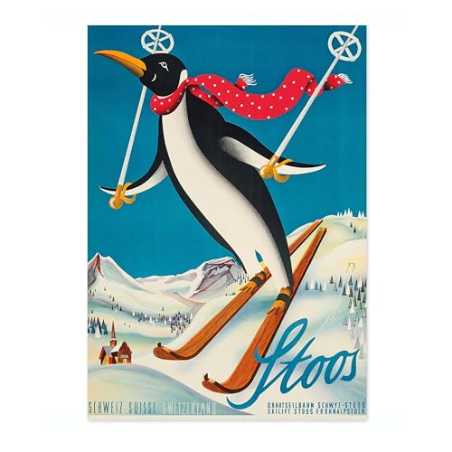 Stoos, Suisse - Affiche de ski vintage, art mural minimalist