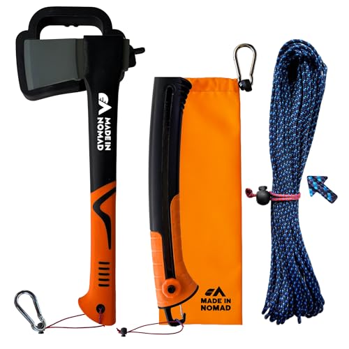 Hache Bushcraft Camping 38cm + Scie Bois Pliante Outdoor + C