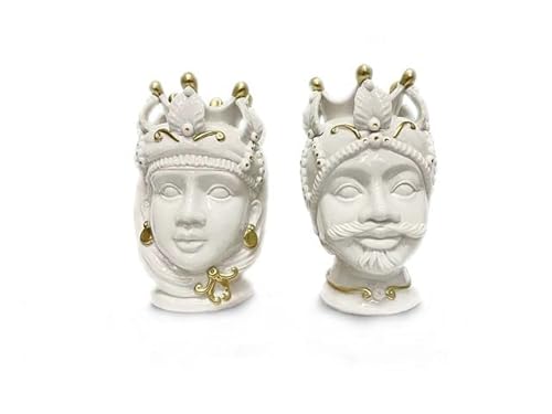 Paire de têtes de moro vases en porcelaine réalisées et déco