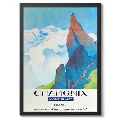 Chamonix, Poster vintage de ski du Mont-Blanc, art mural min