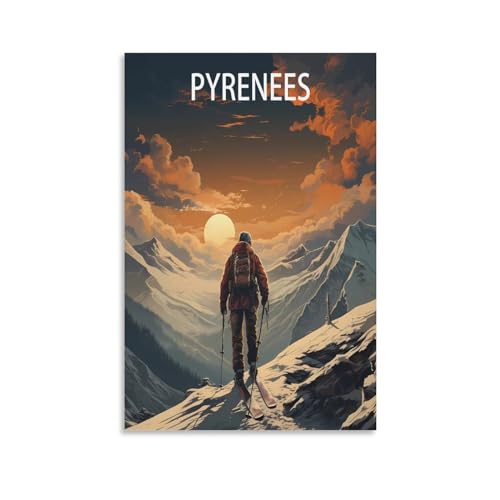 HNROJICO Poster vintage sur toile représentant le ski des Py