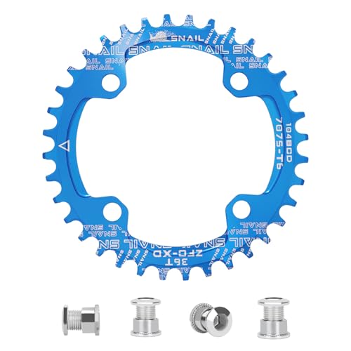 CAOIECYZ Plateau VTT Narrow Wide 36T 104 mm BCD Bleu Alumini