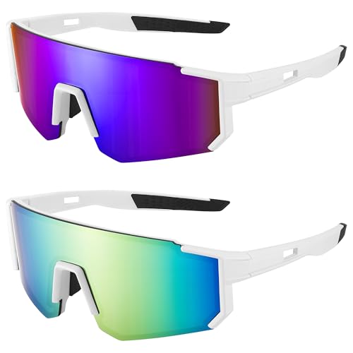 2Pcs Lunettes de Soleil Polarisées de Sport, Lunette Velo Ho