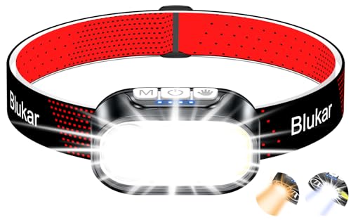 Blukar Lampe Frontale Rechargeable 2 Couleurs, 2000L Super L