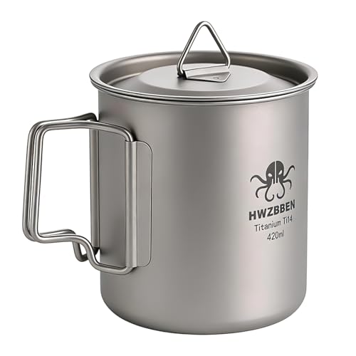 BORDEAG Tasse Camping Titanium 420ml, Tasse Ultra-légère en