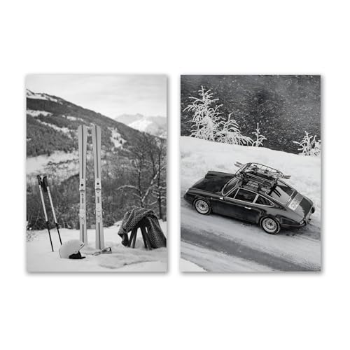SALVADERO Affiche Hiver, Ski, Neige - Petit Format A3, (Lot 