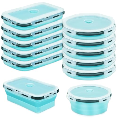 Lot de 10 Boîtes Alimentaires Pliables en Silicone 1200 ml, 