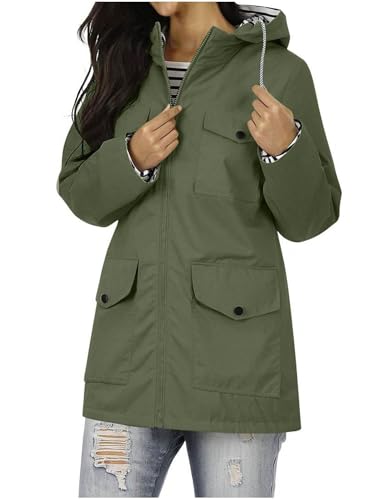 Veste Femme Imperméable Coupe-Vent à Capuche Manteau de Plui