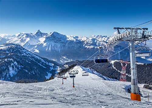 BELECO 6x3m Tissu Station Ski Fond Hiver Enneigé Alpes Monta