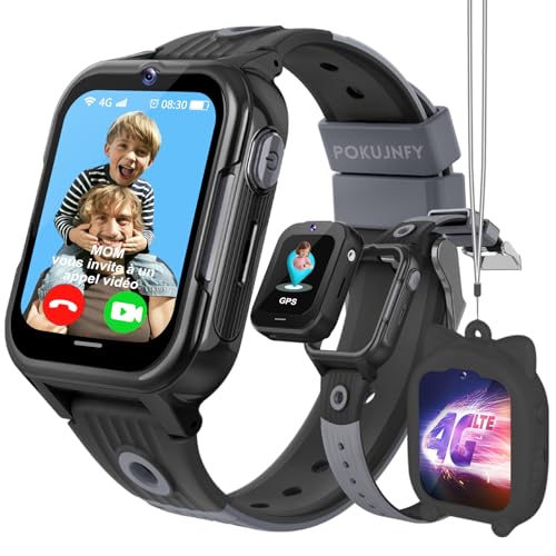 POKUJNFY 4G Montre Connectée Enfant GPS Tracker Appel Vidéo