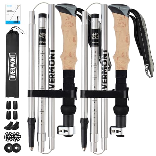 Overmont Bâtons de Randonnée Pliables en Aluminium Ultra lég