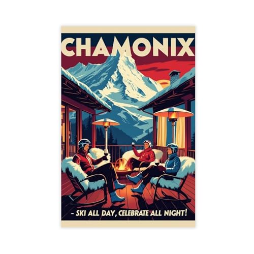 Poster de station de ski de Chamonix - Décoration murale des